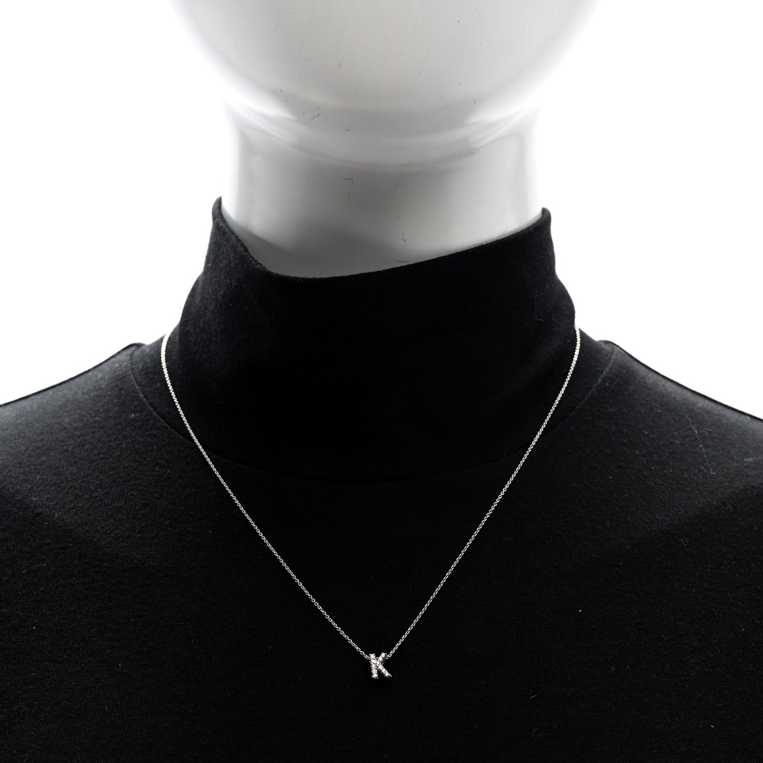 Roberto Coin 18K White Gold Diamond Love Letter K Pendant Necklace 2 of 4
