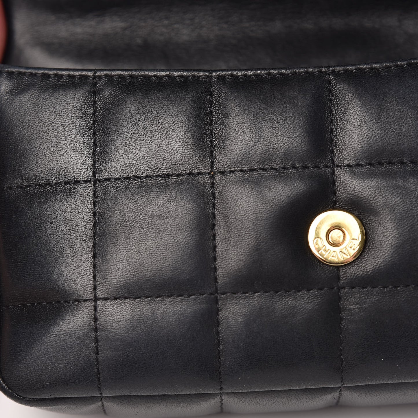 Lambskin Quilted Mini Chocolate Bar Camellia Flap Black