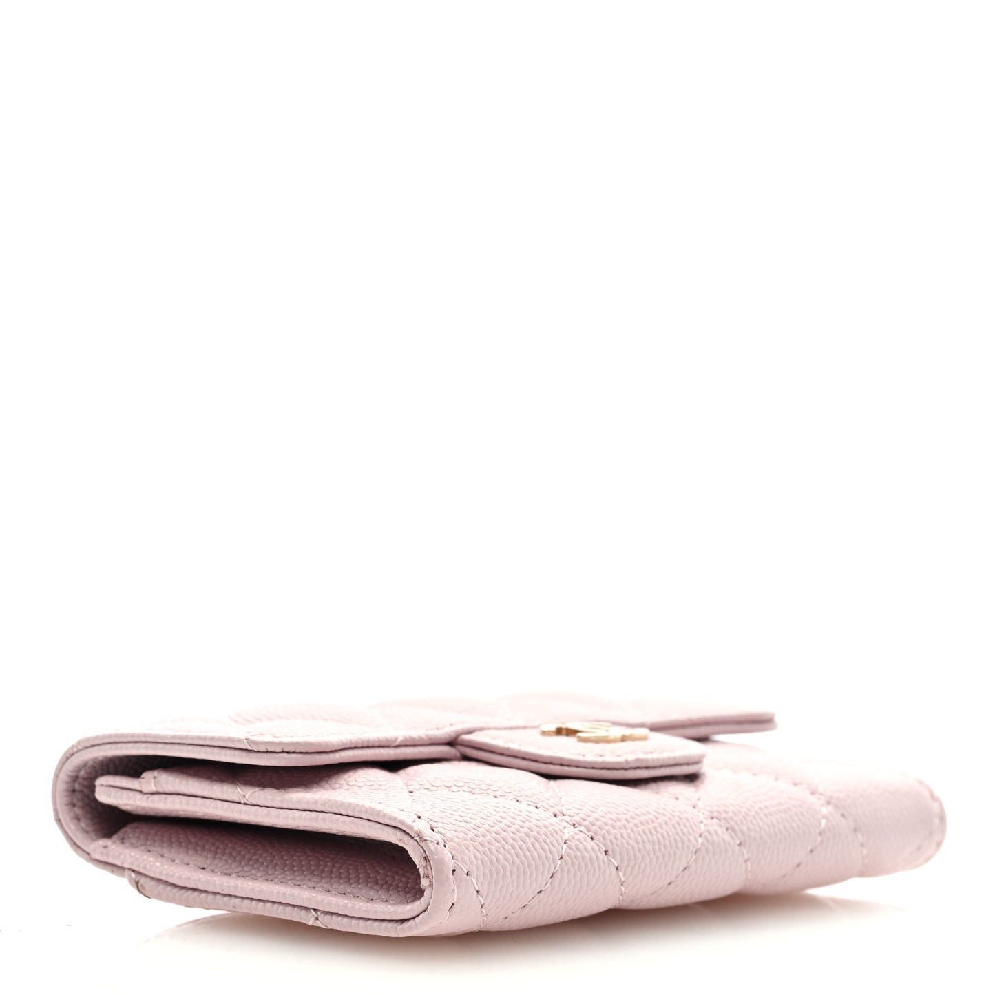 Caviar Quilted Flap Card Holder Wallet Light Pink
