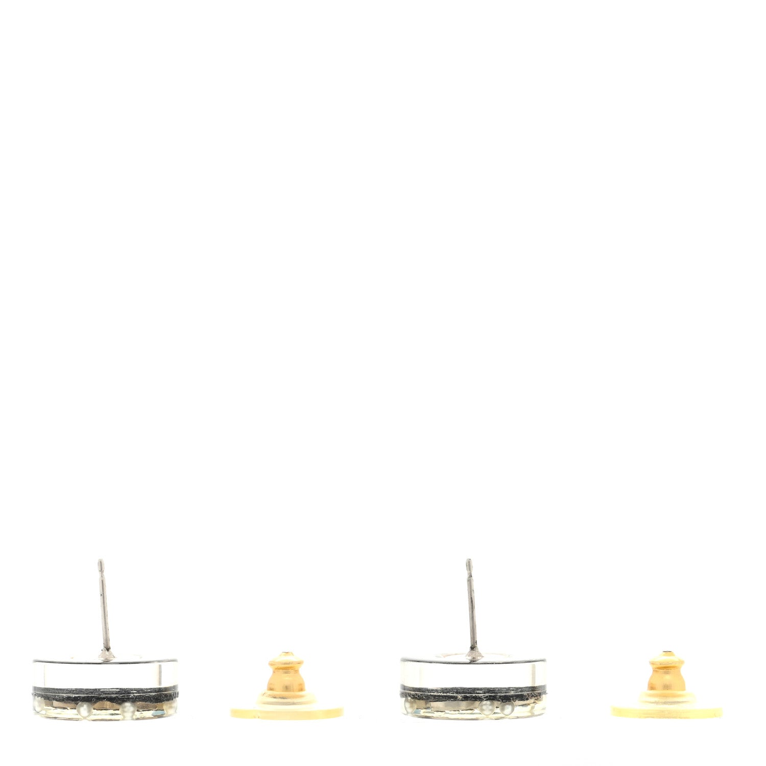 Chanel Resin Crystal Pearl Lace CC Earrings Black 3 of 3