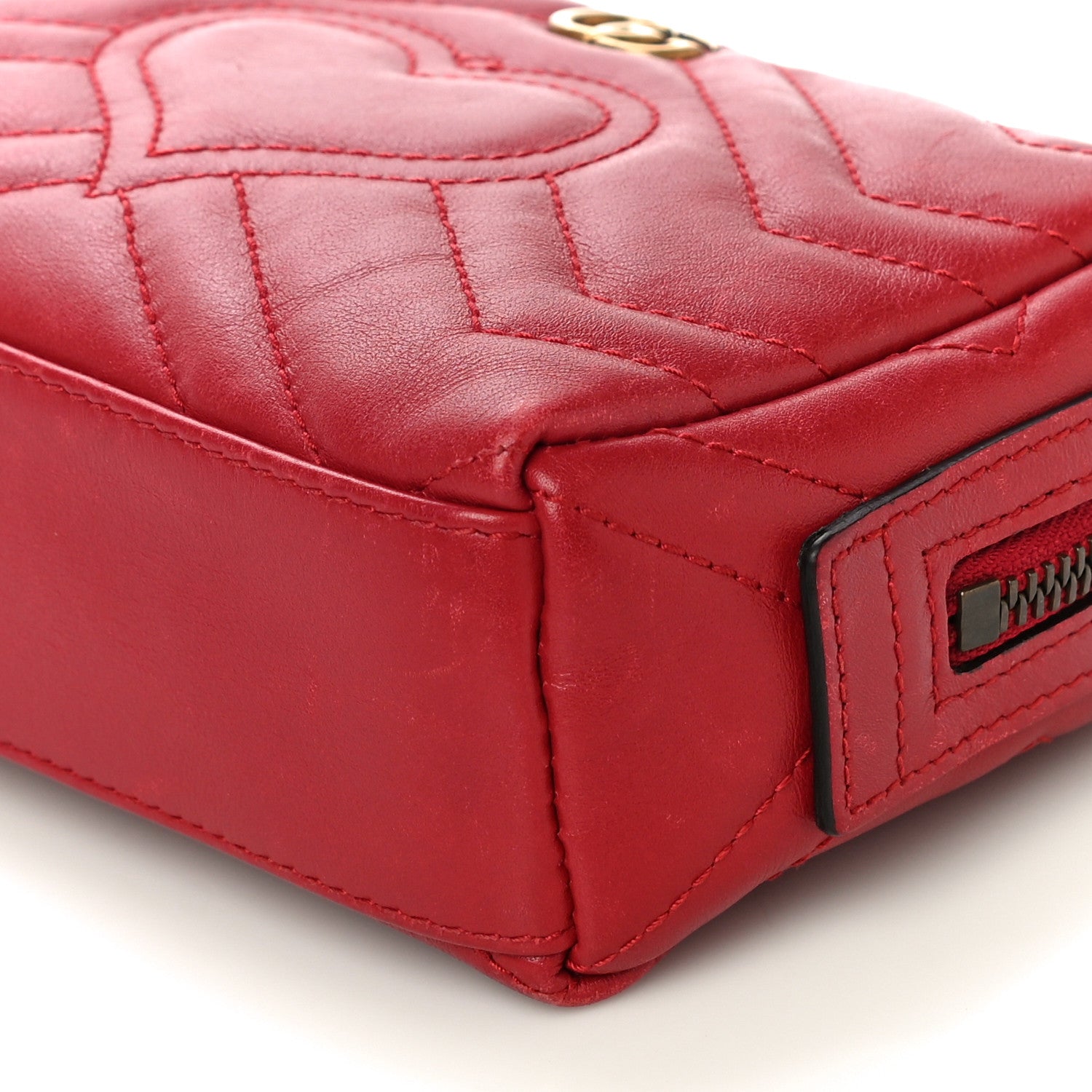 Gucci Calfskin Matelasse GG Marmont Cosmetic Case Hibiscus Red 10 of 12