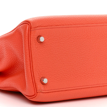 Hermes Taurillon Clemence Kelly Retourne 32 Orange Poppy 11 of 13