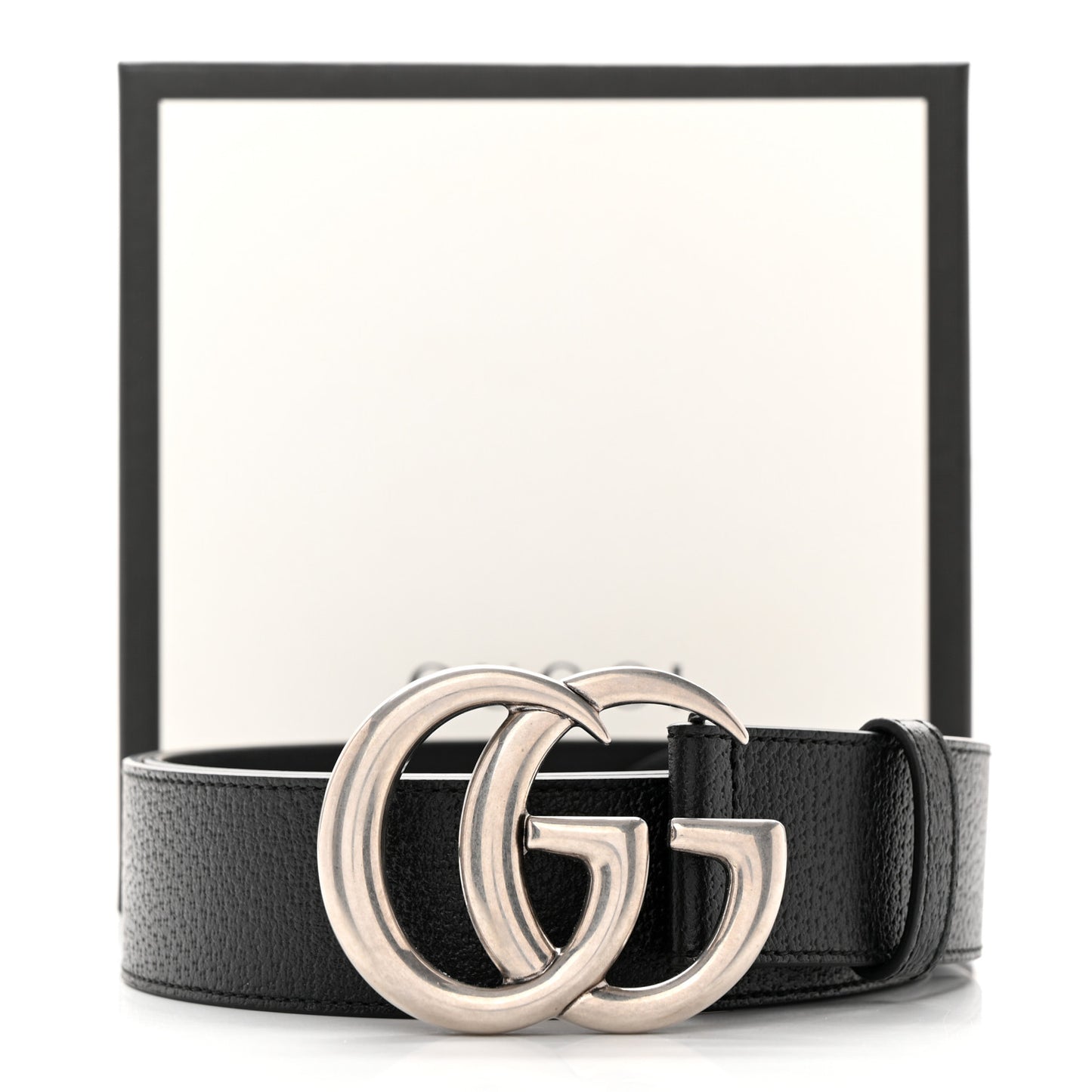 Textured Dollar Calfskin Nickel Double G 40mm Belt 100 40 Black