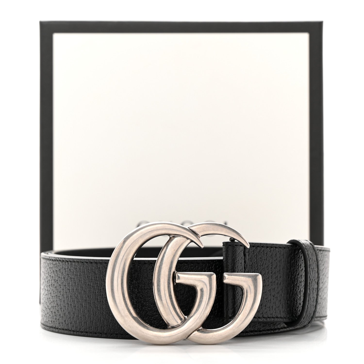 Gucci Textured Dollar Calfskin Nickel Double G 40mm Belt 100 40 Black 8 of 8