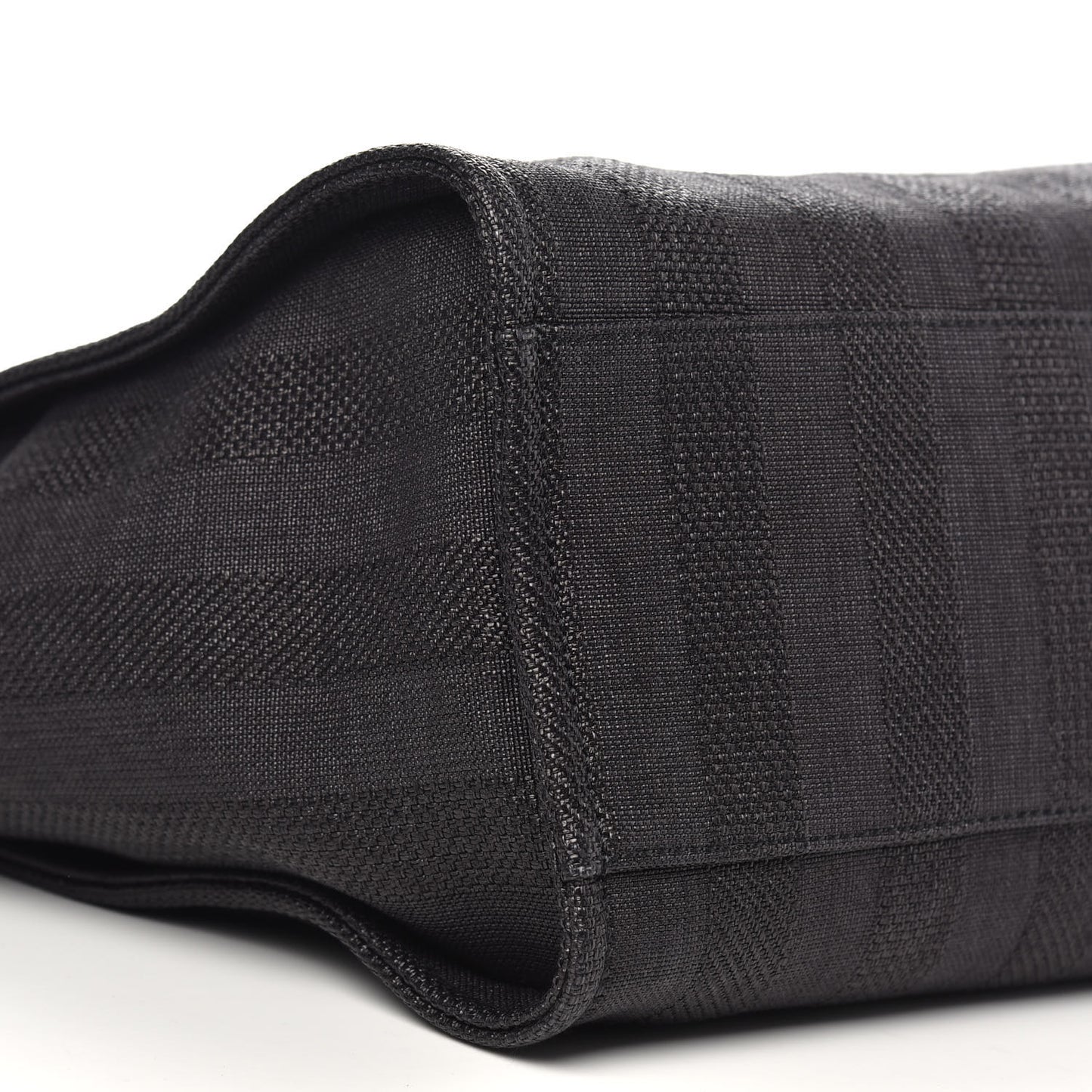Mixed Fibers Calfskin Striped Medium Deauville Tote Black