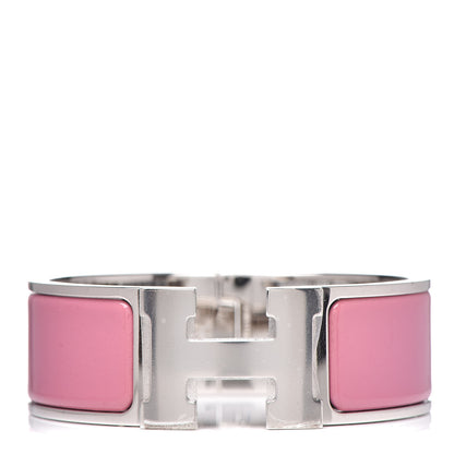 Hermes Enamel Wide Clic Clac H Bracelet PM Rose Velours 1 of 5