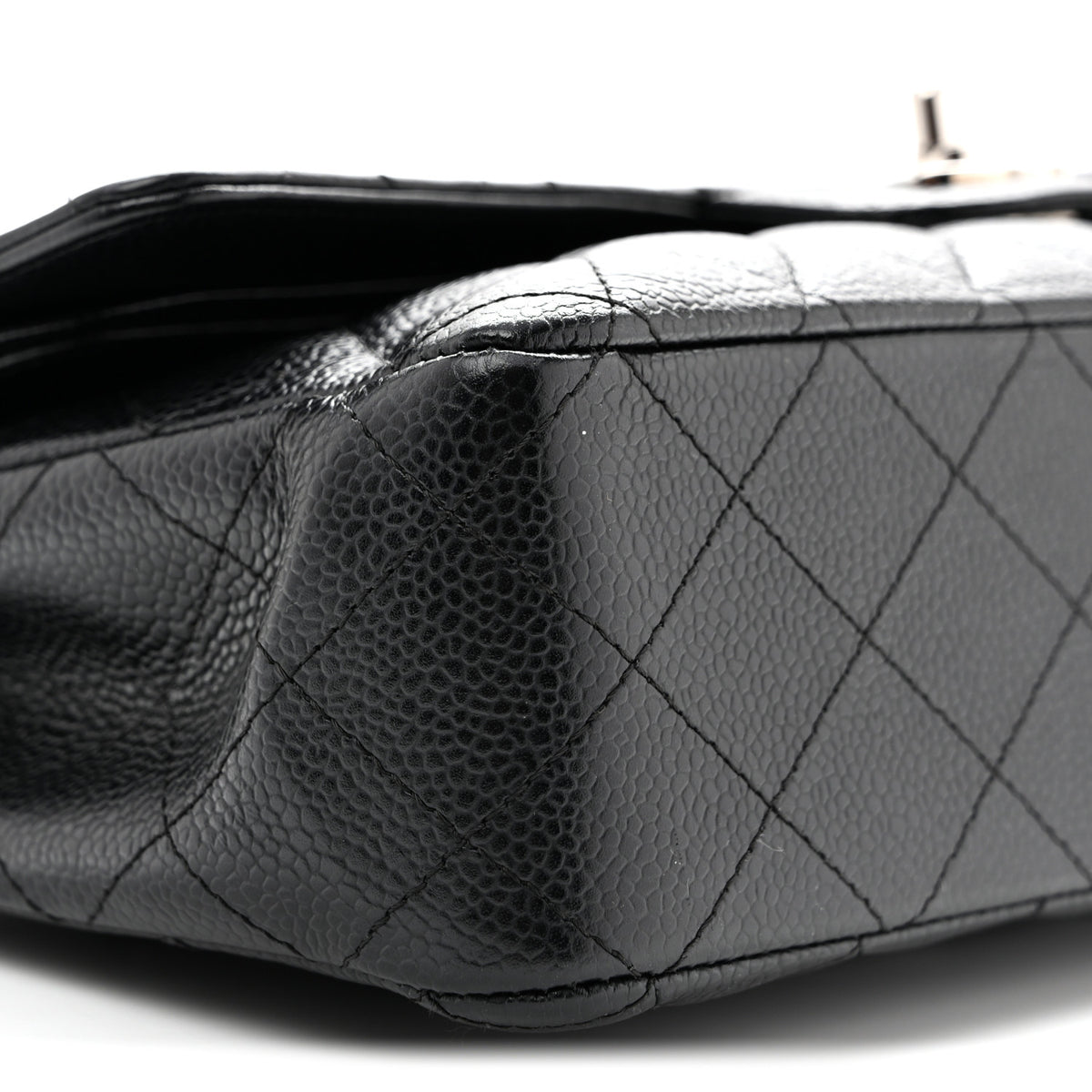 Caviar Quilted Medium Double Flap Black