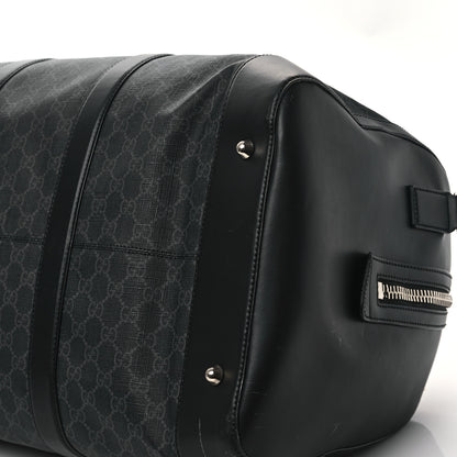 Gucci Soft GG Supreme Monogram Appia Calfskin Web Large Carry On Duffle Bag Black Grey 8 of 11