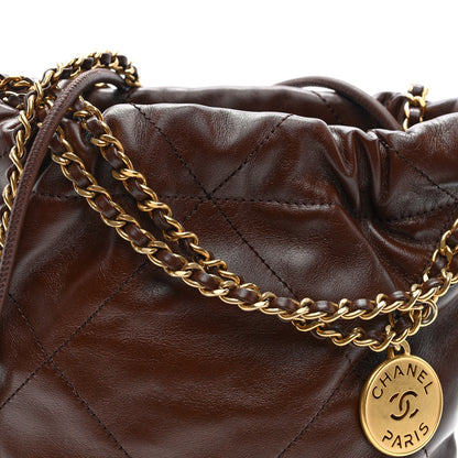 Chanel Shiny Calfskin Quilted Mini Chanel 22 Brown 8 of 11