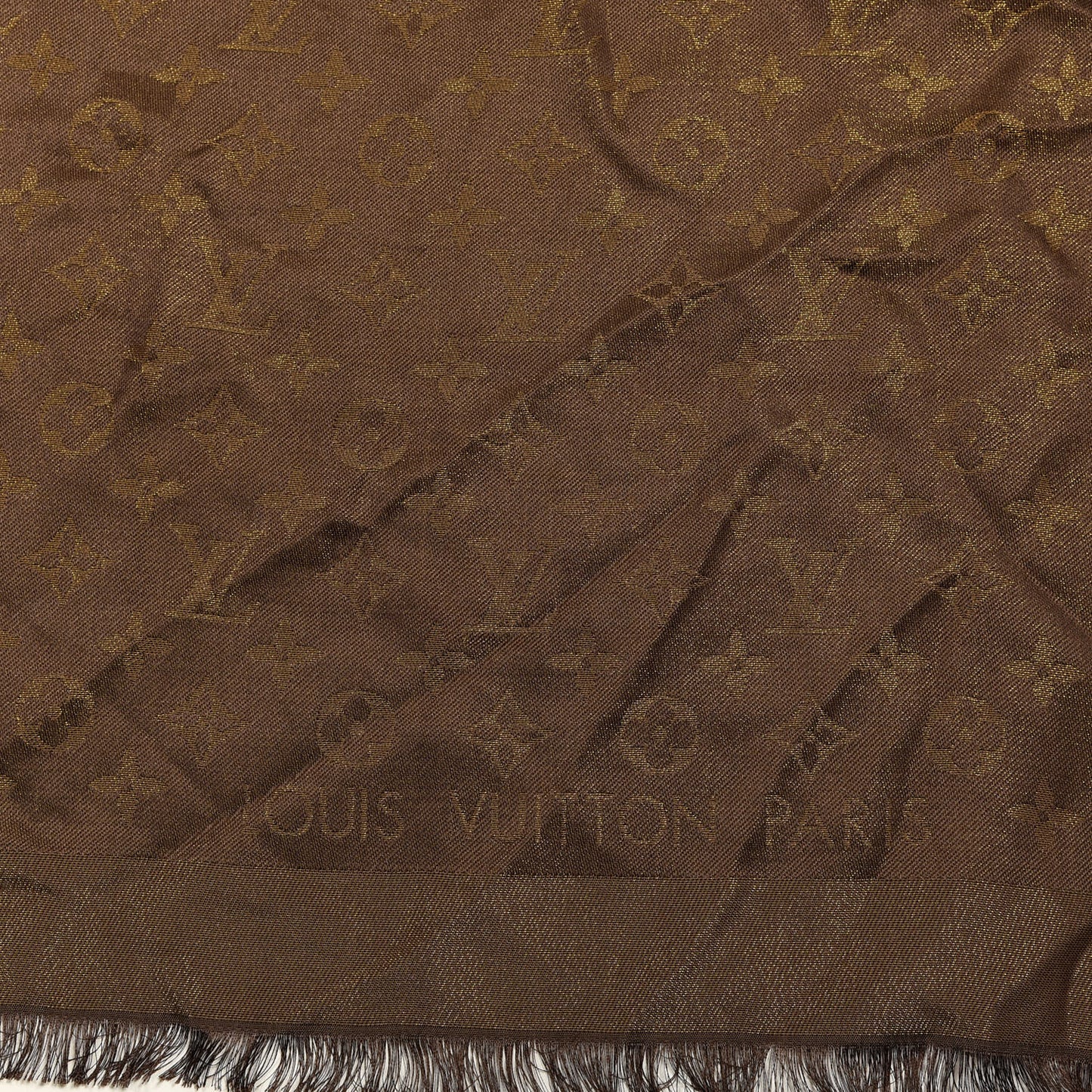 Silk Lurex Wool Monogram Shine Shawl Marron