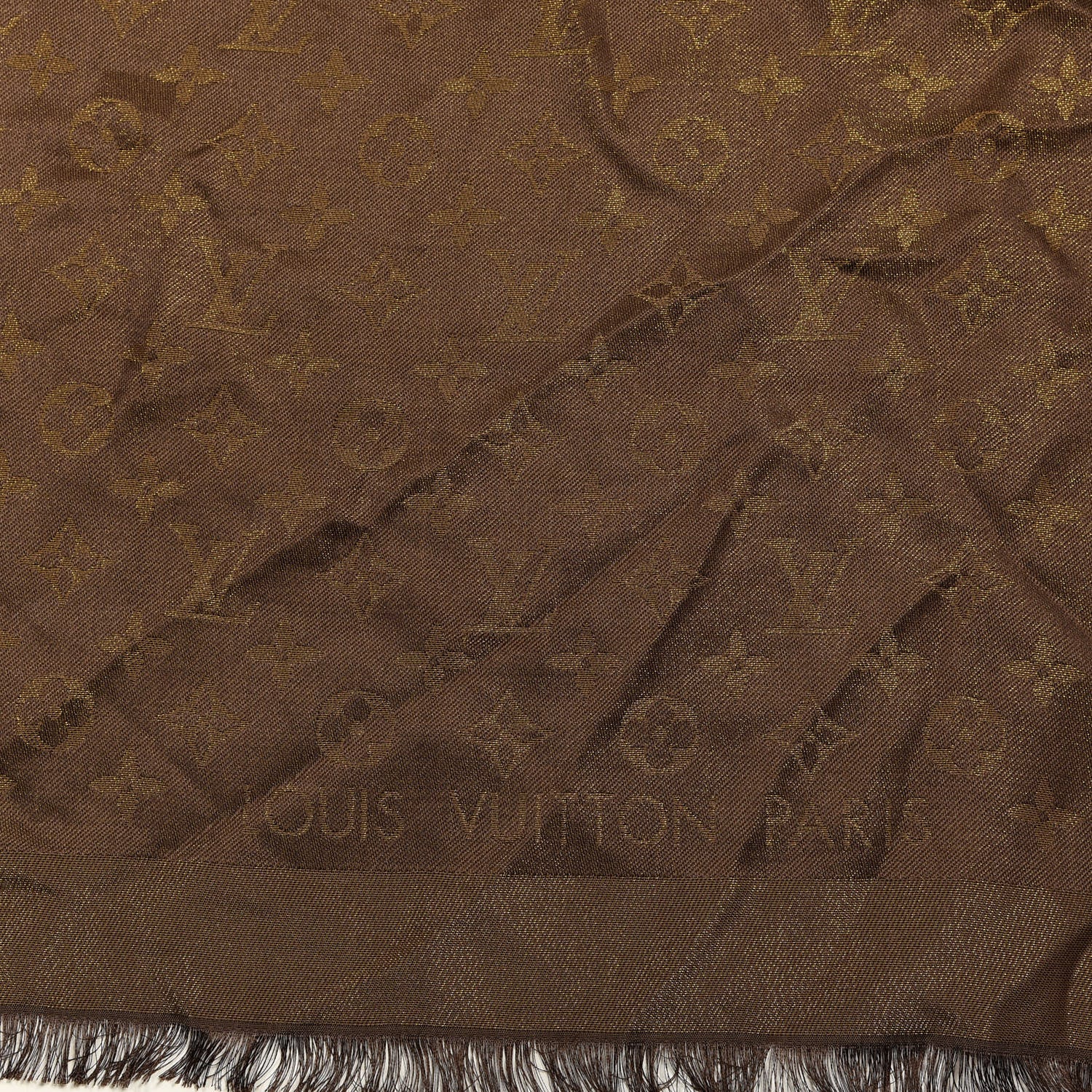 Louis Vuitton Silk Lurex Wool Monogram Shine Shawl Marron 3 of 3