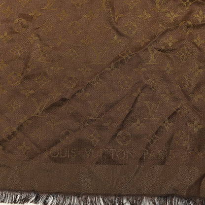 Louis Vuitton Silk Lurex Wool Monogram Shine Shawl Marron 3 of 3