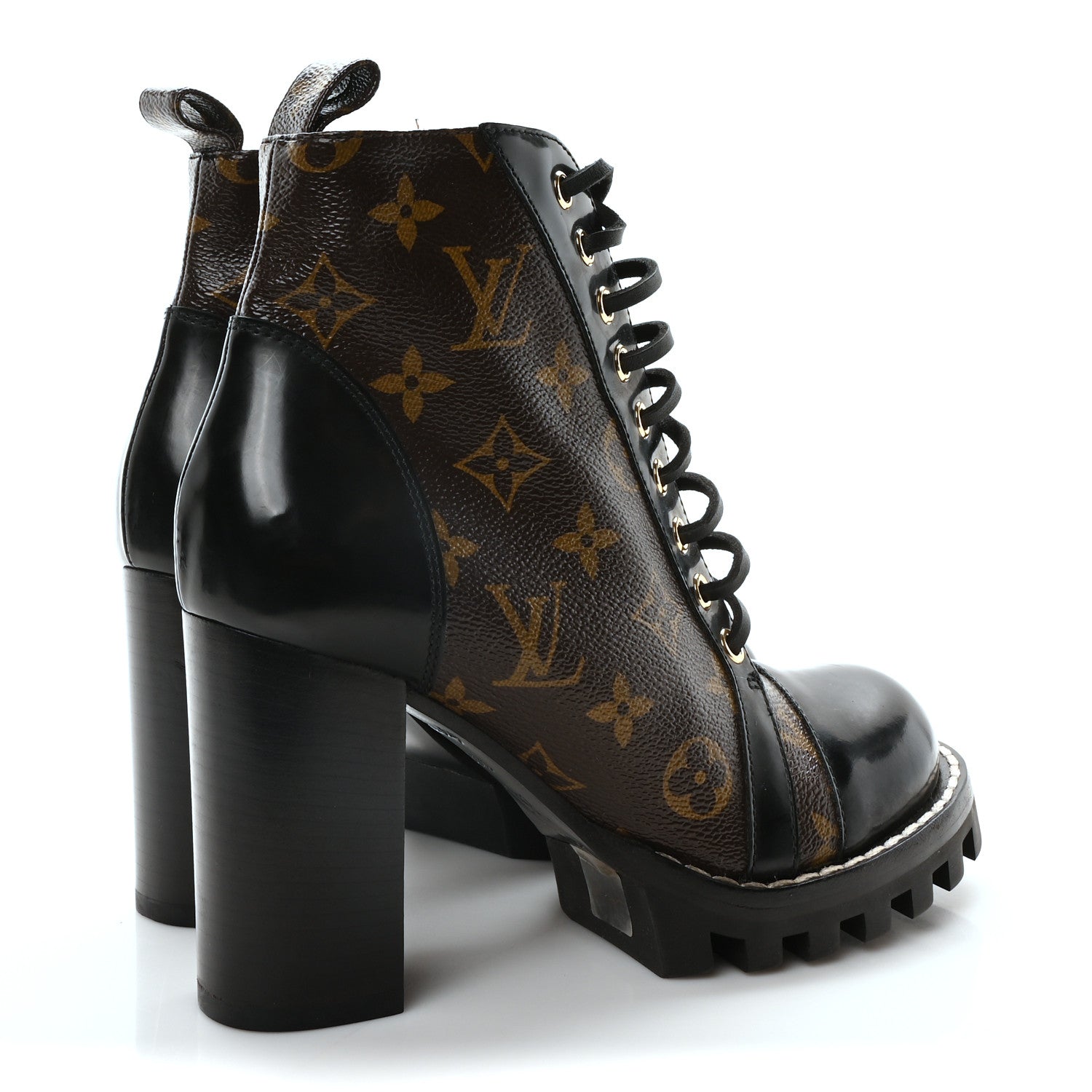 Louis Vuitton Patent Calfskin Monogram Star Trail Ankle Boots 36.5 Black 5 of 7