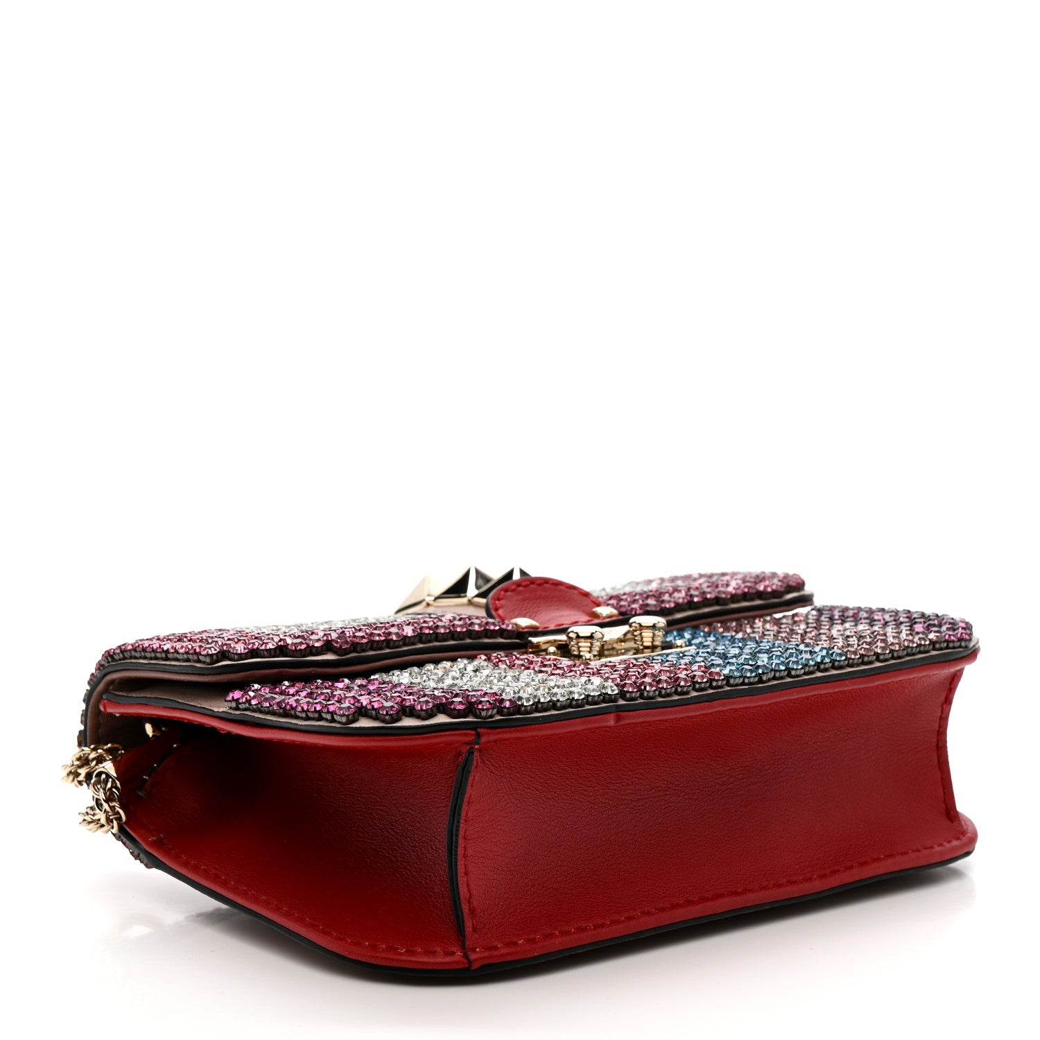 Valentino Garavani Vitello Crystal Embellished Small Glam Lock Rockstud Flap Multicolor 4 of 11