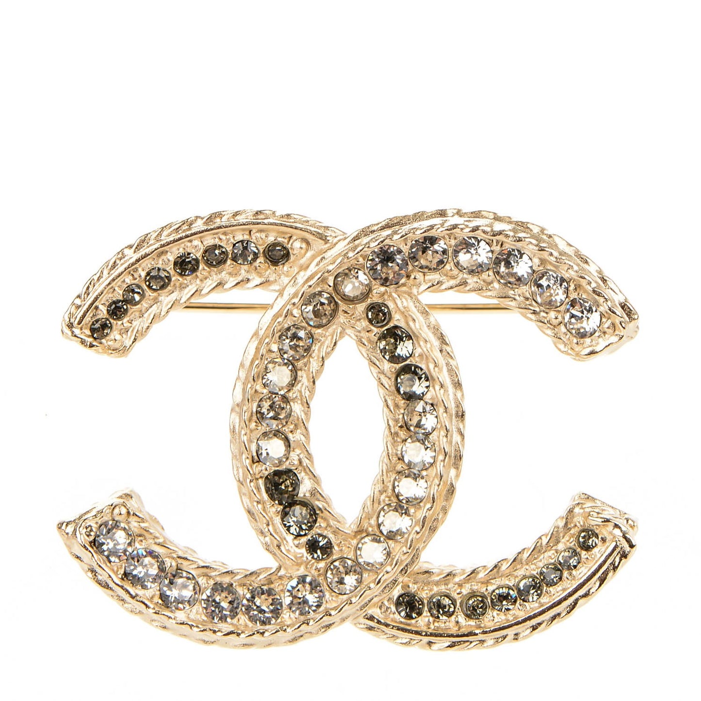 Crystal CC Brooch Light Gold