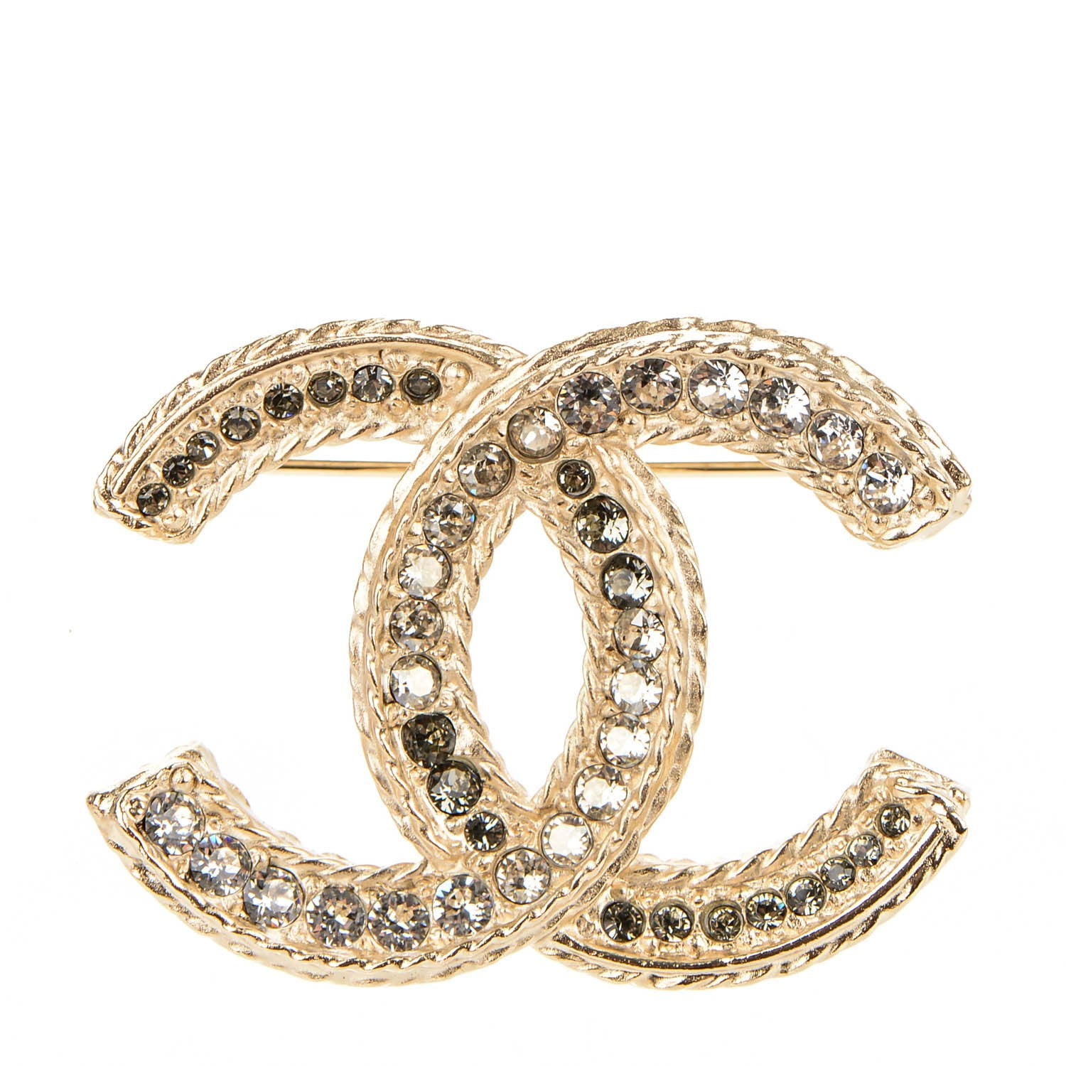 Chanel Crystal CC Brooch Light Gold 1 of 5
