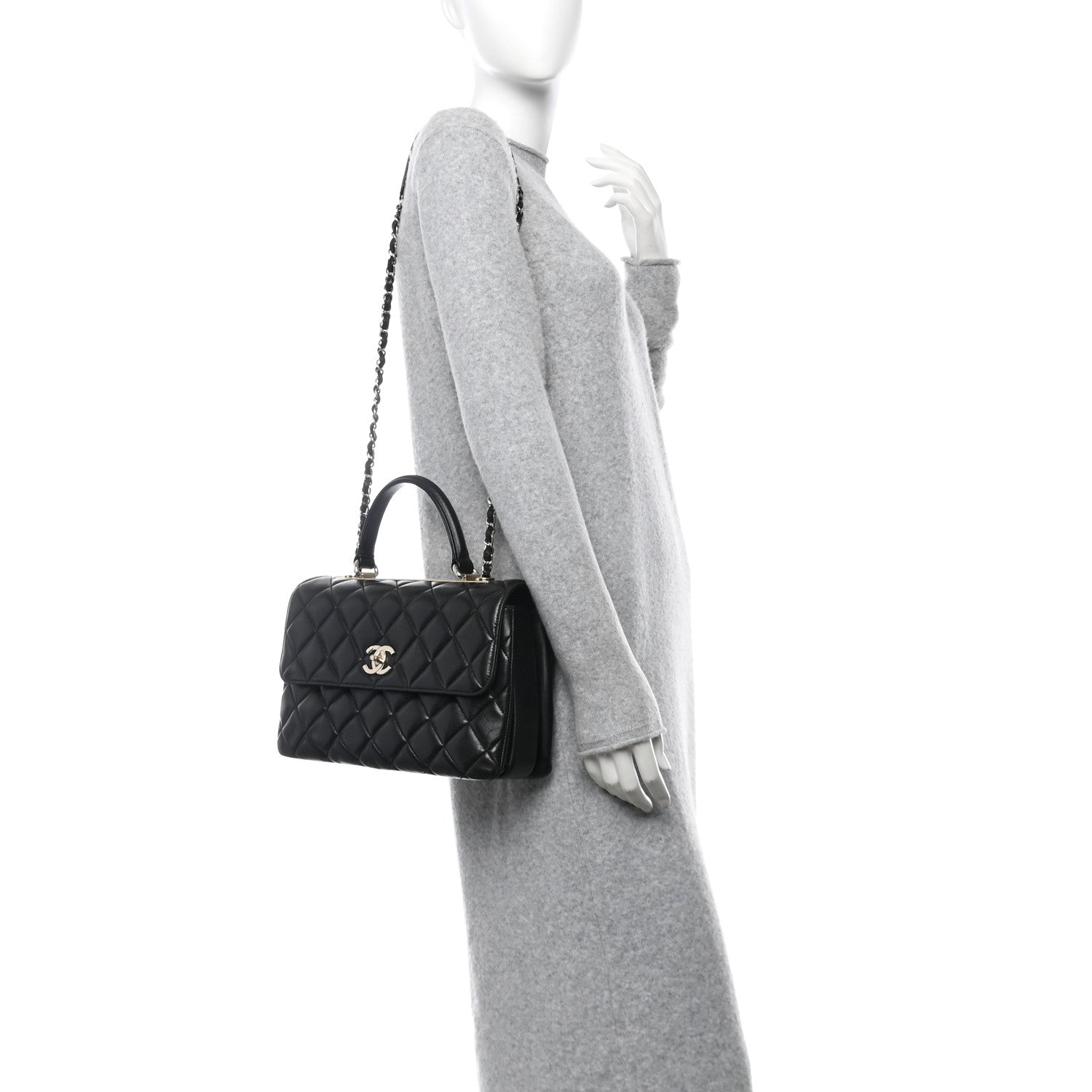 Chanel Lambskin Quilted Medium Trendy CC Flap Dual Handle Bag Black 2 of 10
