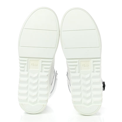 Fendi Vitello Nylon Logo Mens High Top Sneakers 8 Ultra White Black 5 of 9