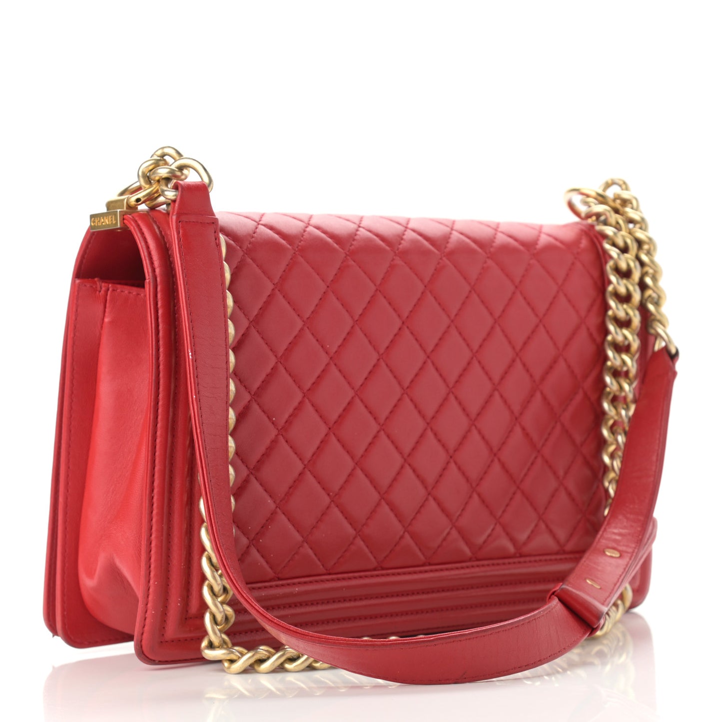 Lambskin Quilted New Medium Boy Flap Red