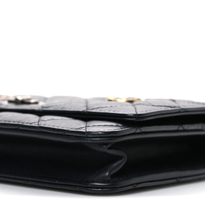 Chanel Aged Calfskin Quilted Lucky Charms 2.55 Reissue Wallet On Chain WOC Black 11 of 11