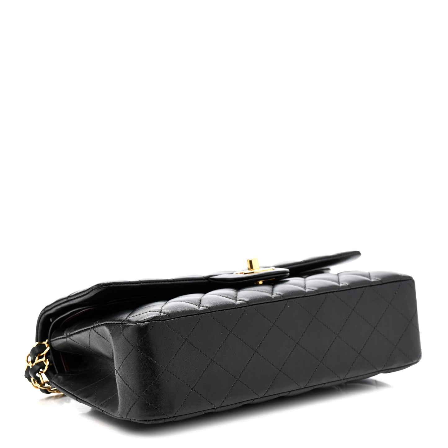 Lambskin Quilted Medium Double Flap Black