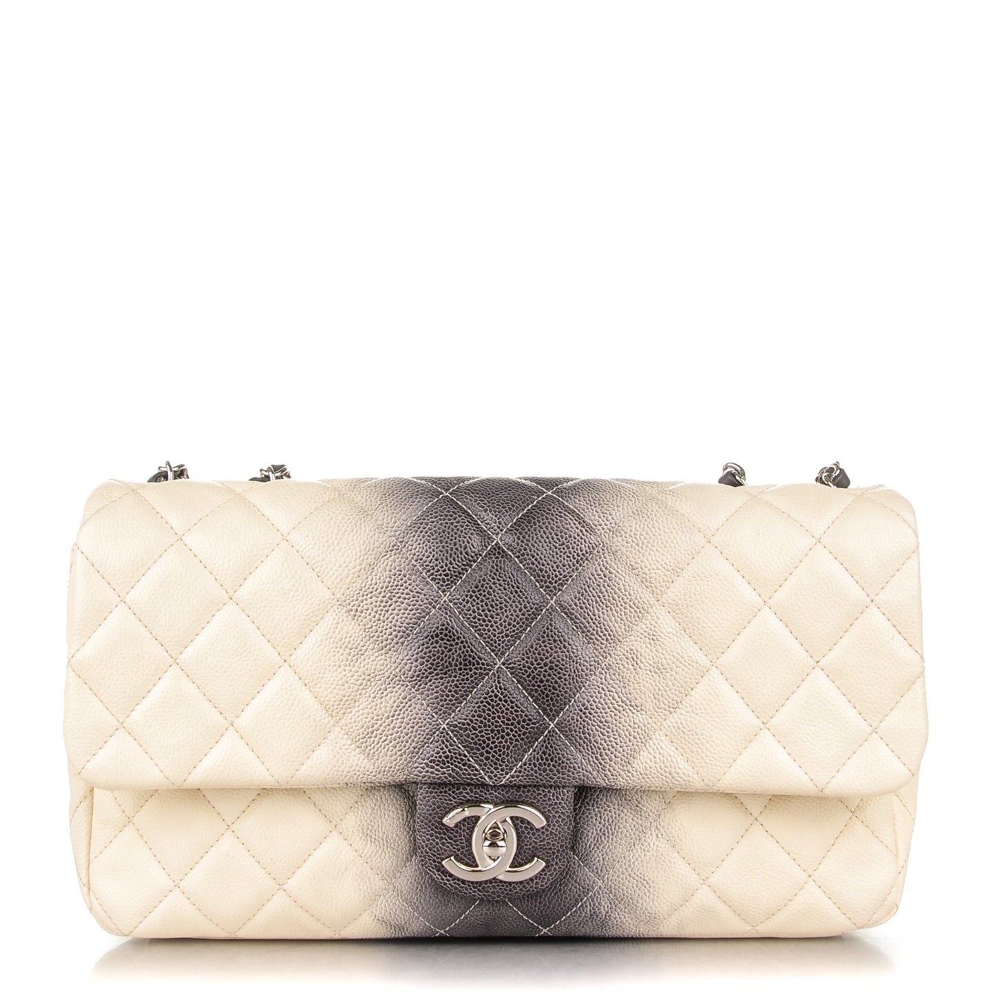 Caviar Quilted Large Ombre Single Flap Grey