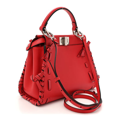 Fendi Vitello Seta Century Nappa Whipstitch Mini Peekaboo Iconic Satchel Fiamma 3 of 11