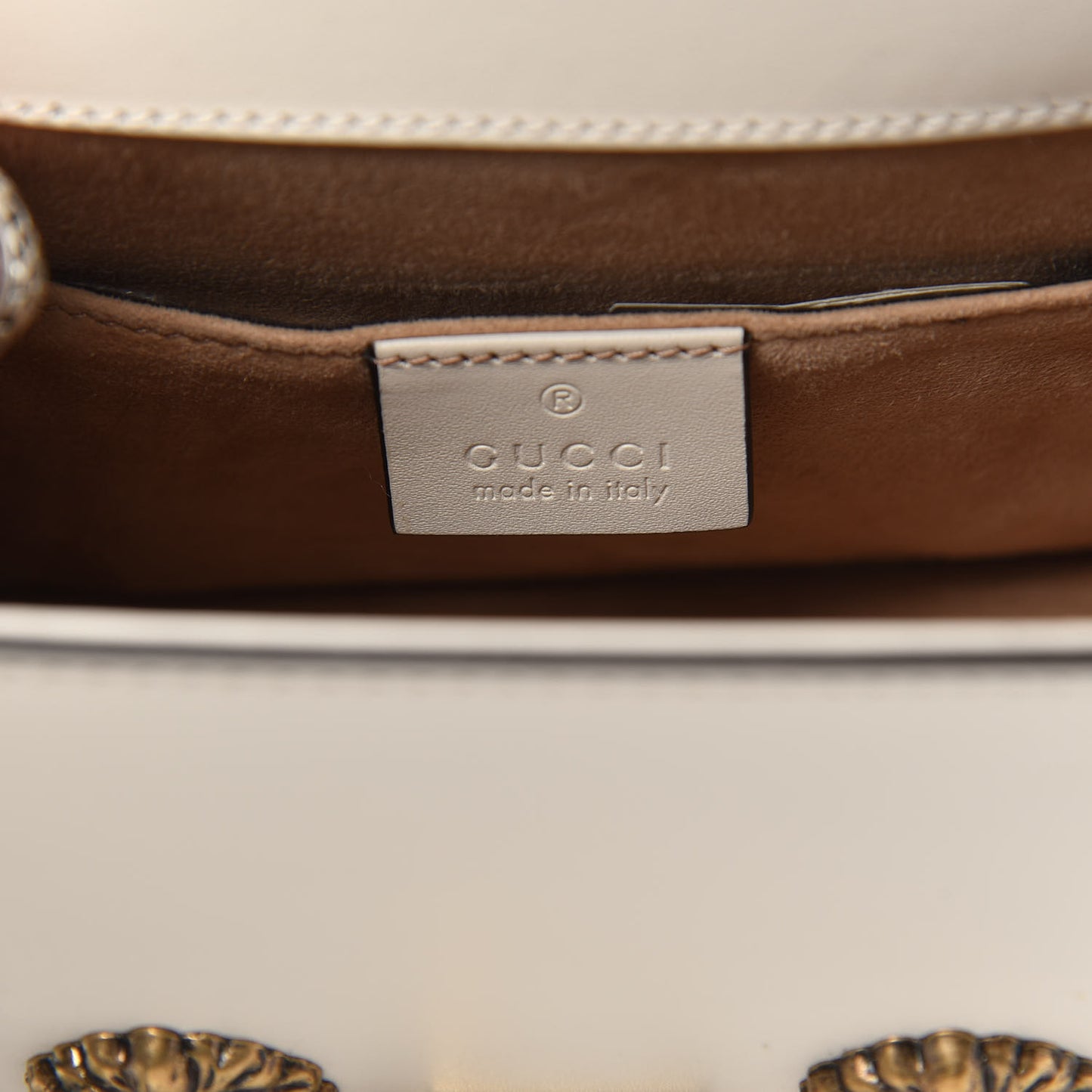 Calfskin Animal Studs Mini Sylvie Top Handle Bag White