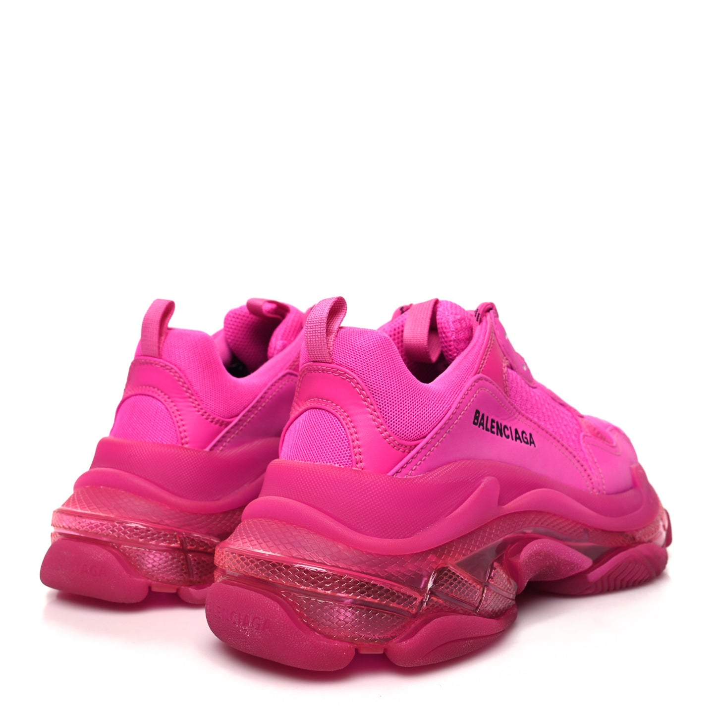Fabric Mesh Clear Sole Fluo Womens Triple S Sneakers 41 Pink