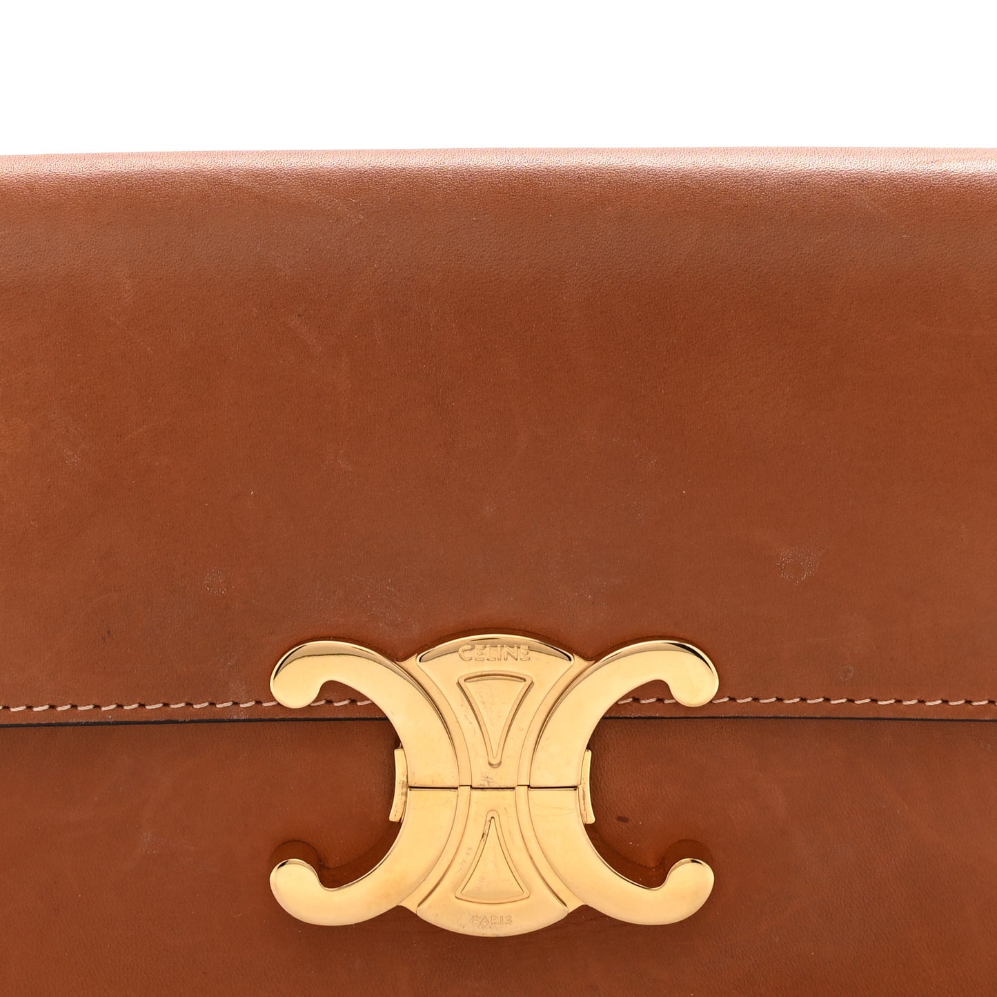 Natural Calfskin Triomphe Shoulder Bag Tan