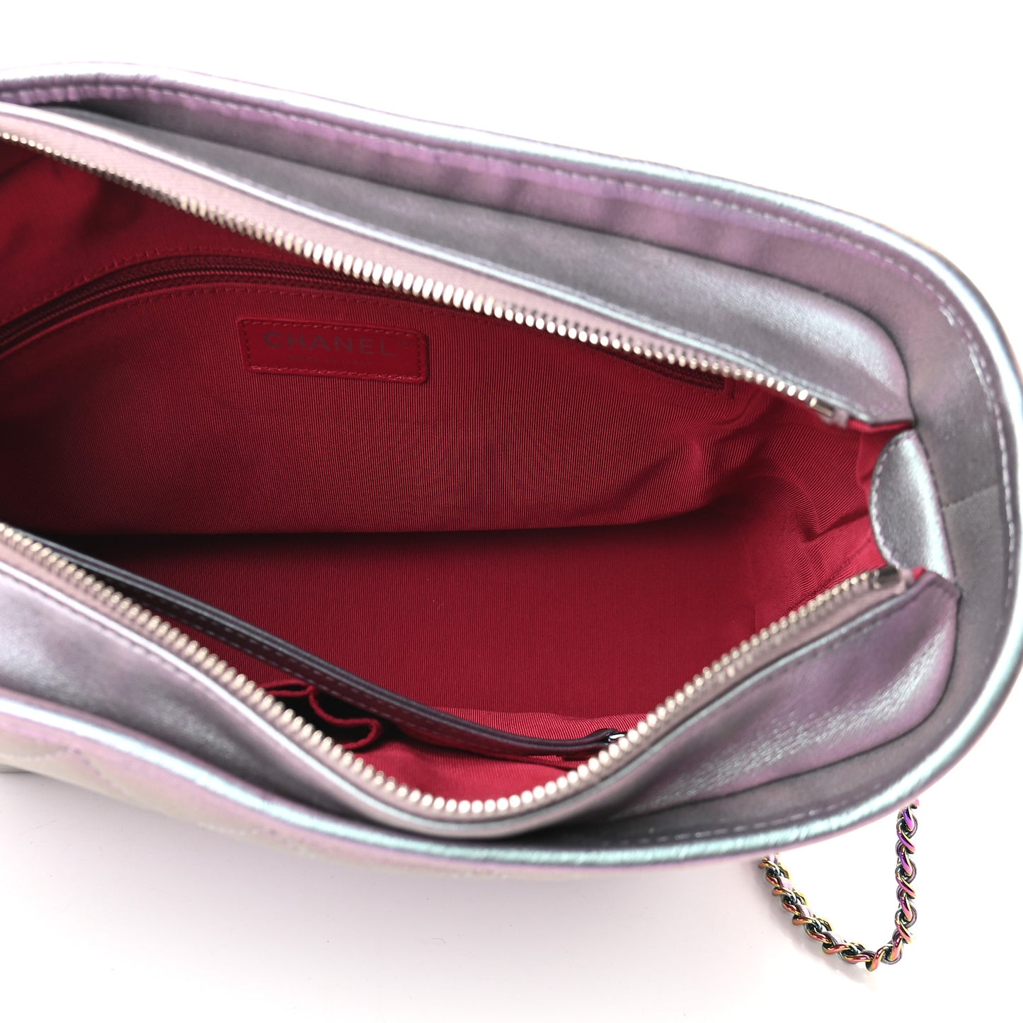 Iridescent Lambskin Calfskin Quilted Medium Gabrielle Hobo Light Purple