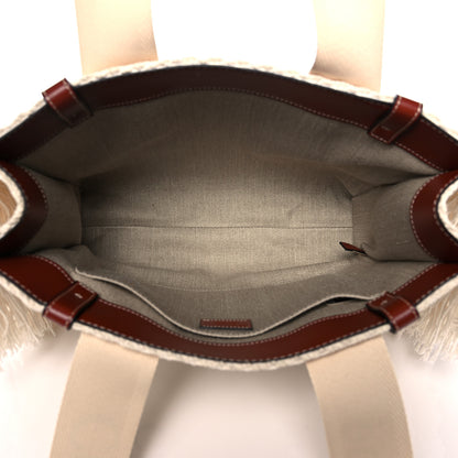 Chloe Cotton Calfskin Medium Woody Ribbon Fringe Tote Sepia Brown 5 of 10
