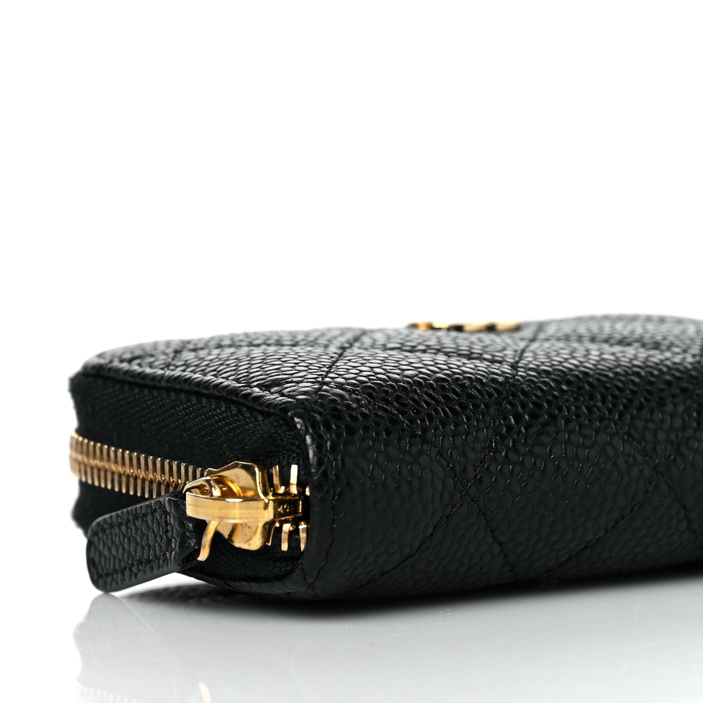 Caviar Quilted Zip Coin Purse Black