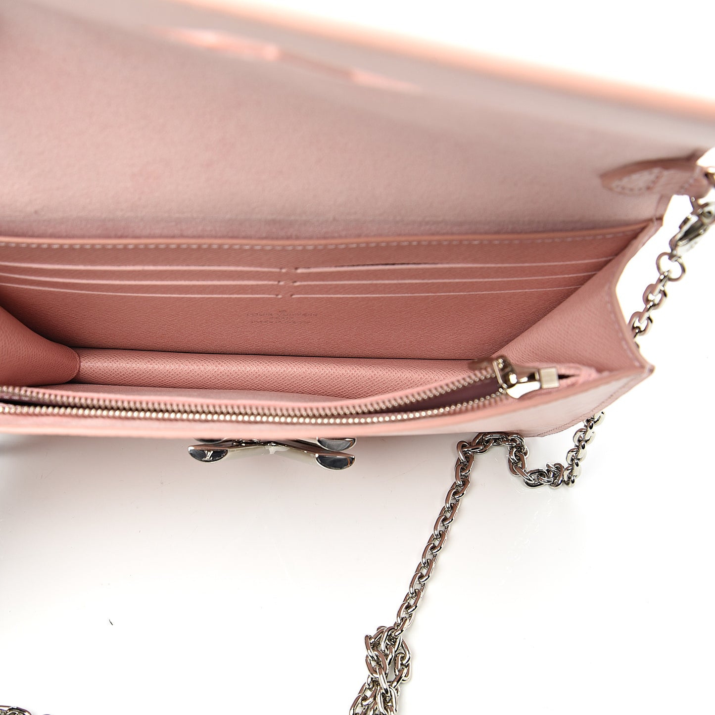 Epi Twist Belt Chain Wallet Rose Ballerine