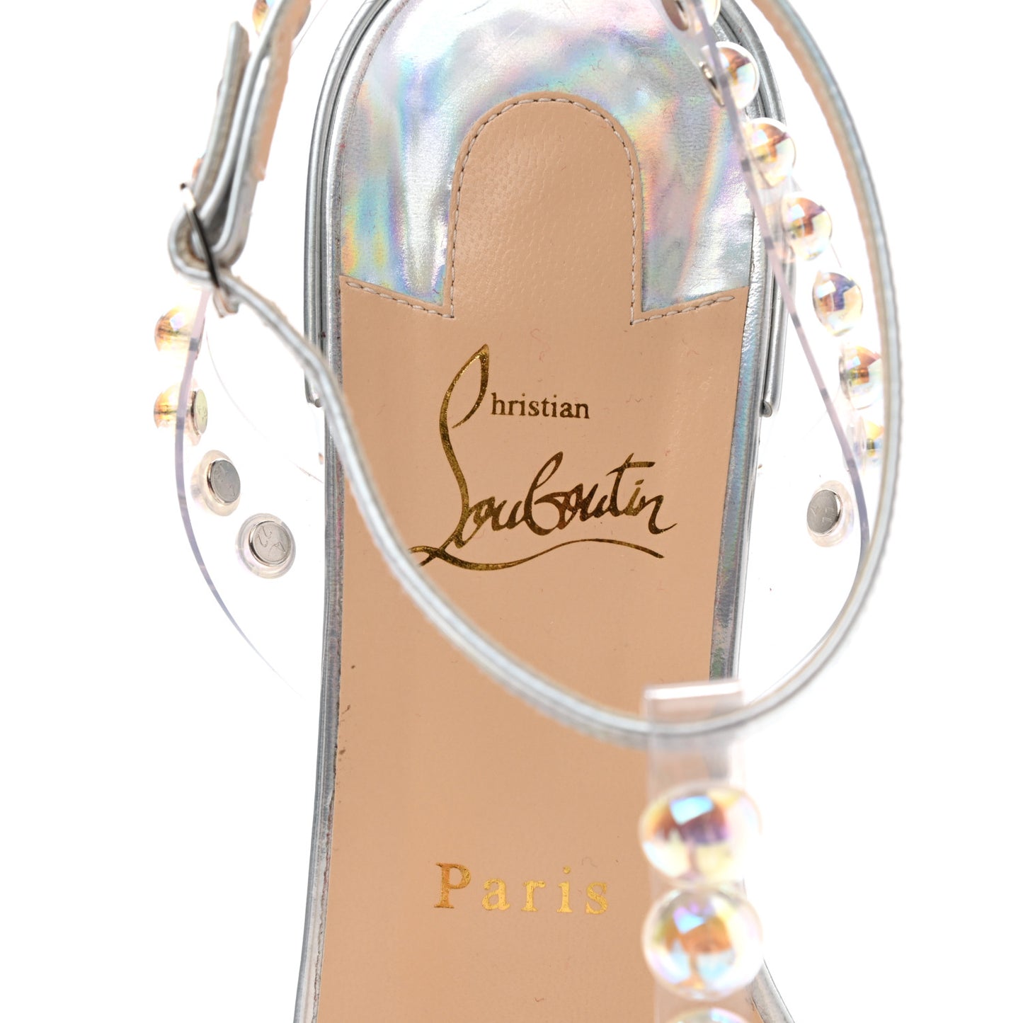 Iridescent Patent PVC Faridaravie 25 Sandals 38 Silver