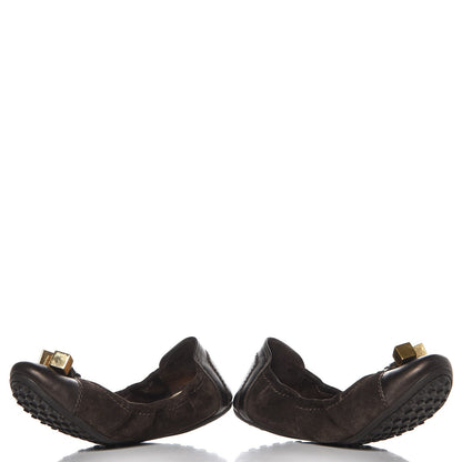 Louis Vuitton Suede Lovely Ballet Flats 37 Brown 3 of 10