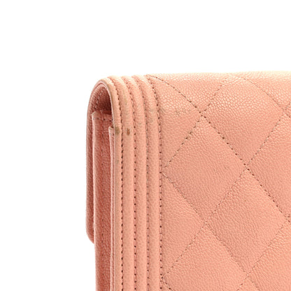Chanel Caviar Quilted Large Boy Gusset Flap Wallet Rose Claire 16 of 17