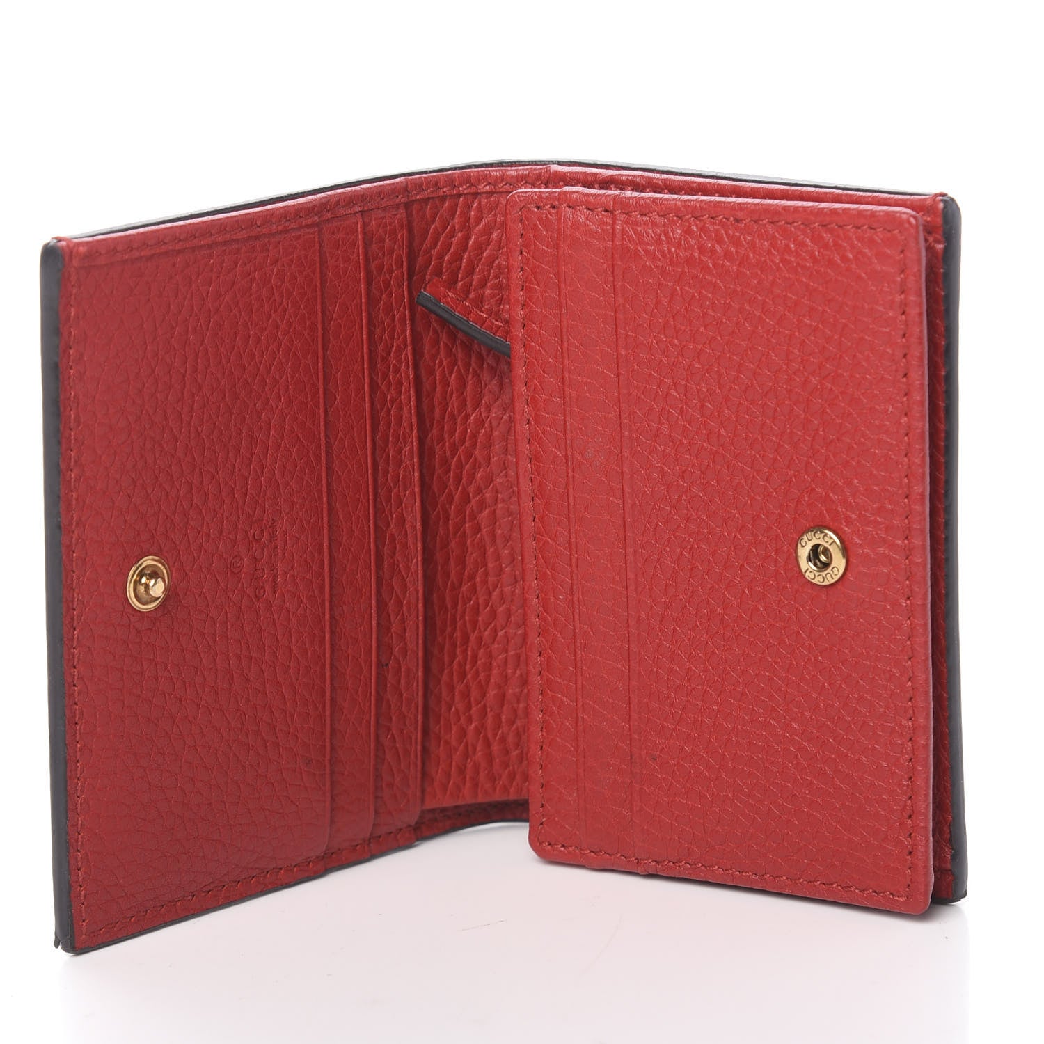 Gucci Pebbled Calfskin Animalier Card Case Red 5 of 7