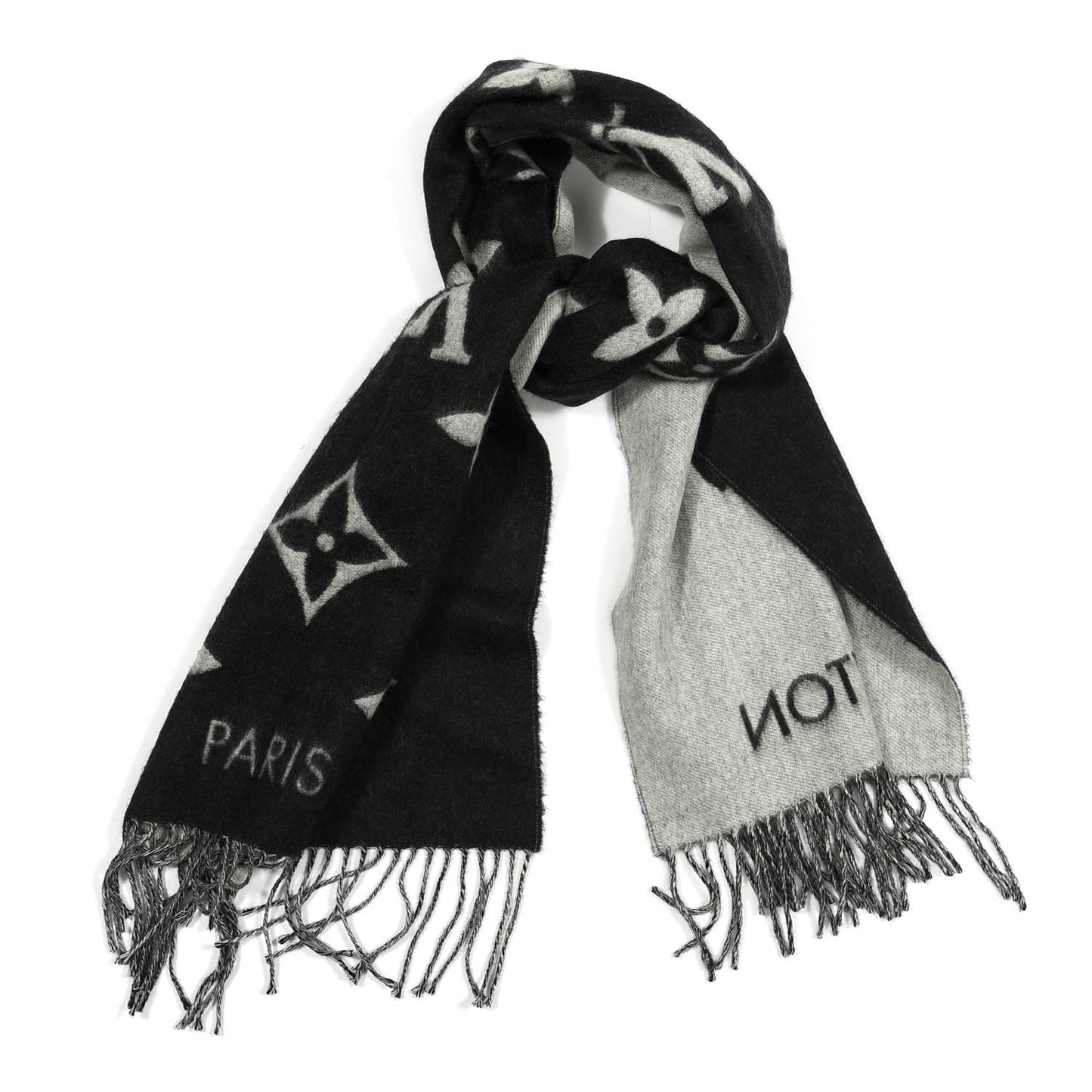 Cashmere Monogram Reykjavik Scarf Black
