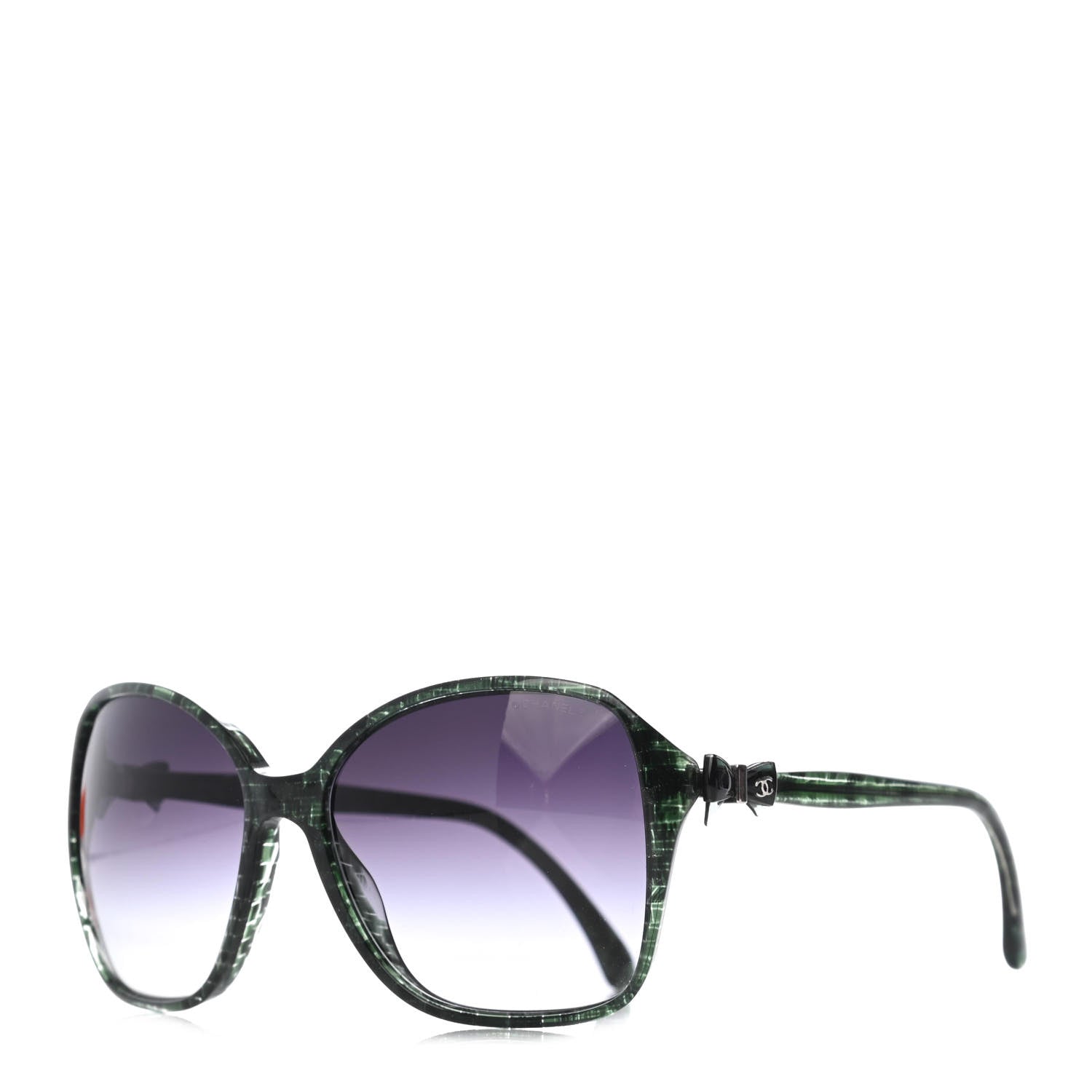 Chanel Acetate CC Tweed Effect Bow Sunglasses 5205 Green 1 of 8