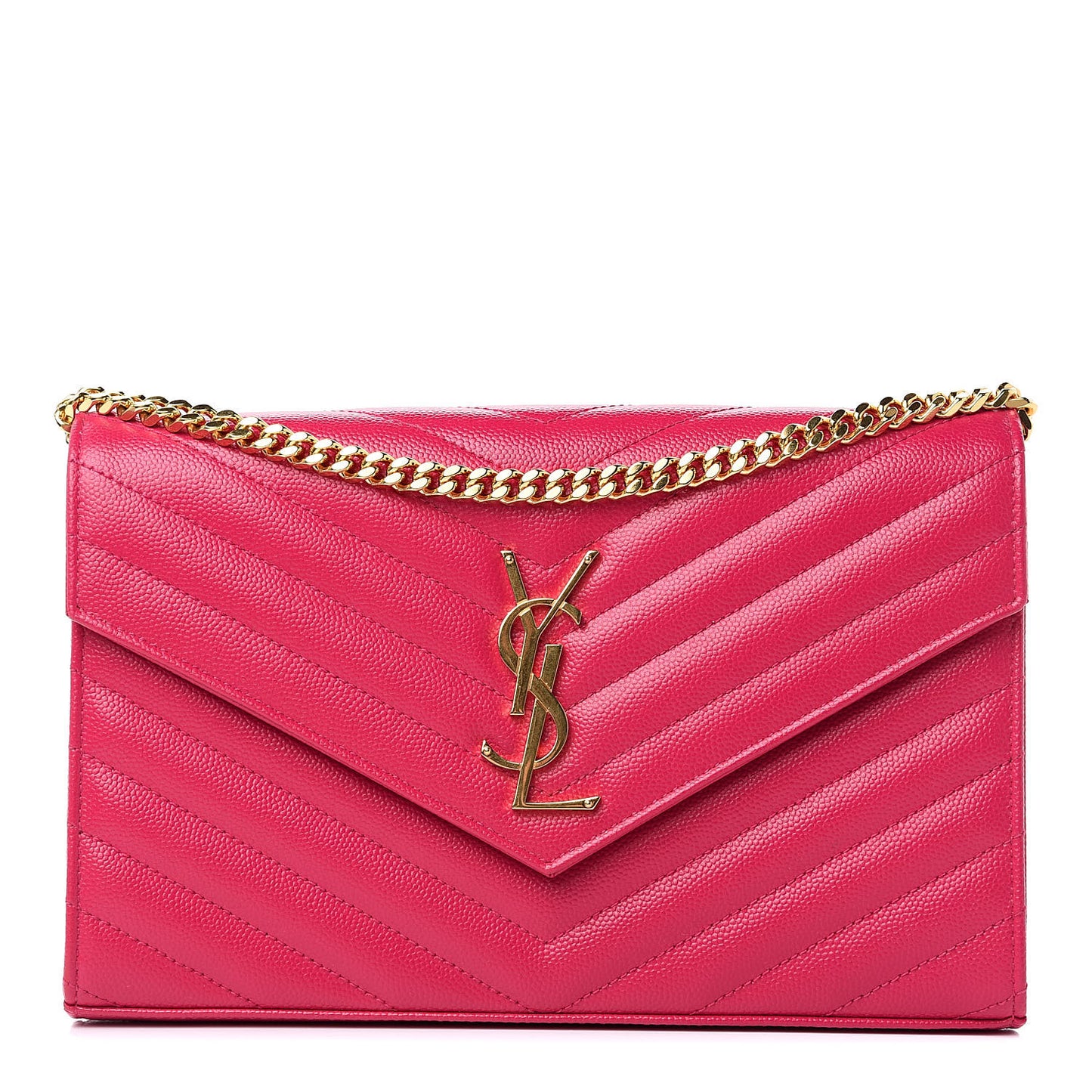 Grain De Poudre Matelasse Chevron Monogram Chain Wallet Bubblegum