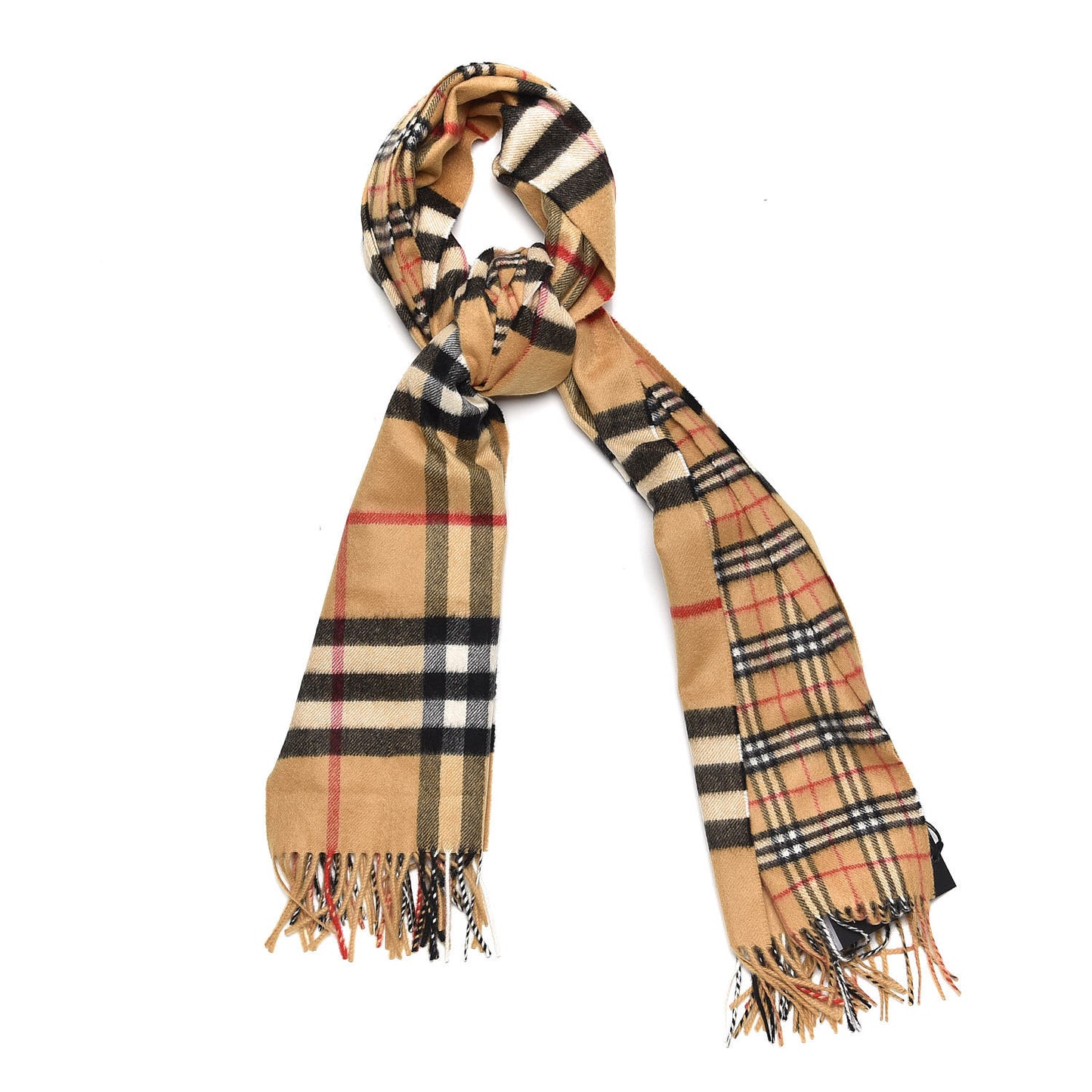 X Gosha Cashmere Giant Check Fringe Double Scarf Antique Yellow