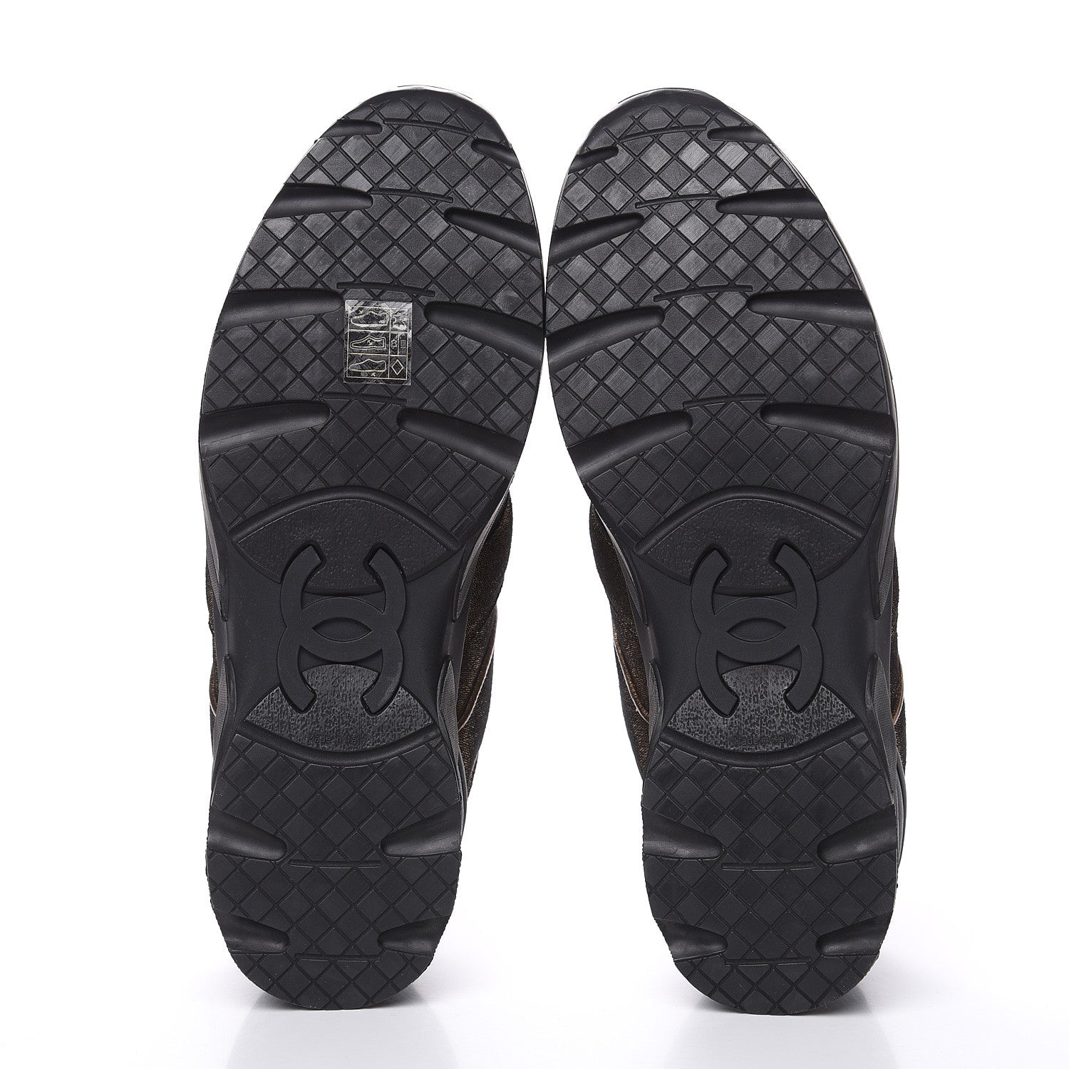 Chanel Metallic Fabric Calfskin Womens CC Sneakers 39 Golden Brown 5 of 7