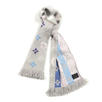 Louis Vuitton Wool Silk Rainbow Logomania Scarf Grey 1 of 3