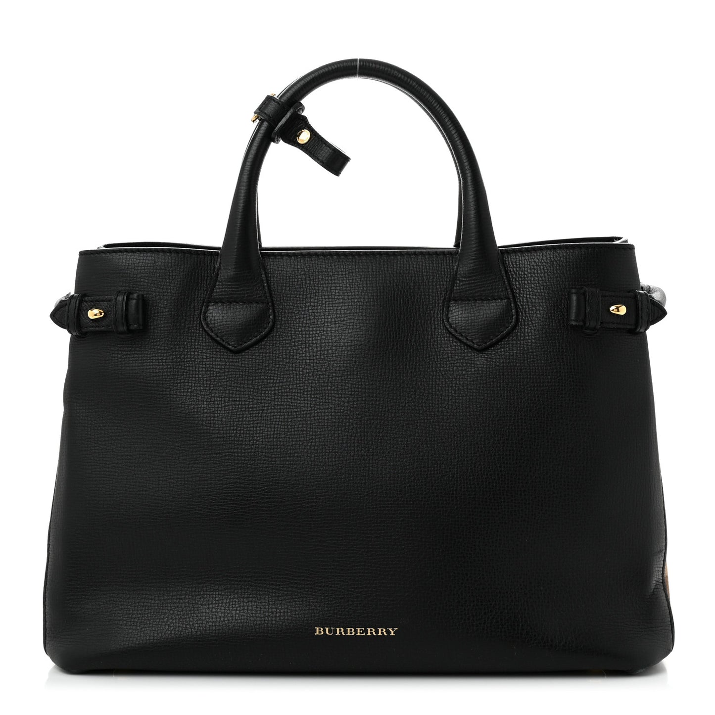 Derby Calfskin House Check Medium Banner Tote Black