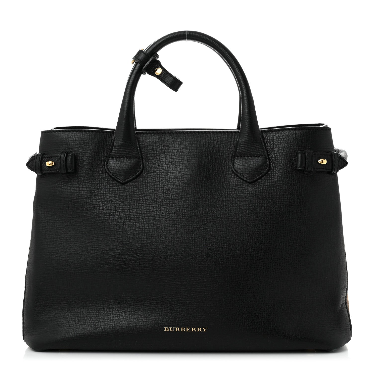 Burberry Derby Calfskin House Check Medium Banner Tote Black 1 of 9