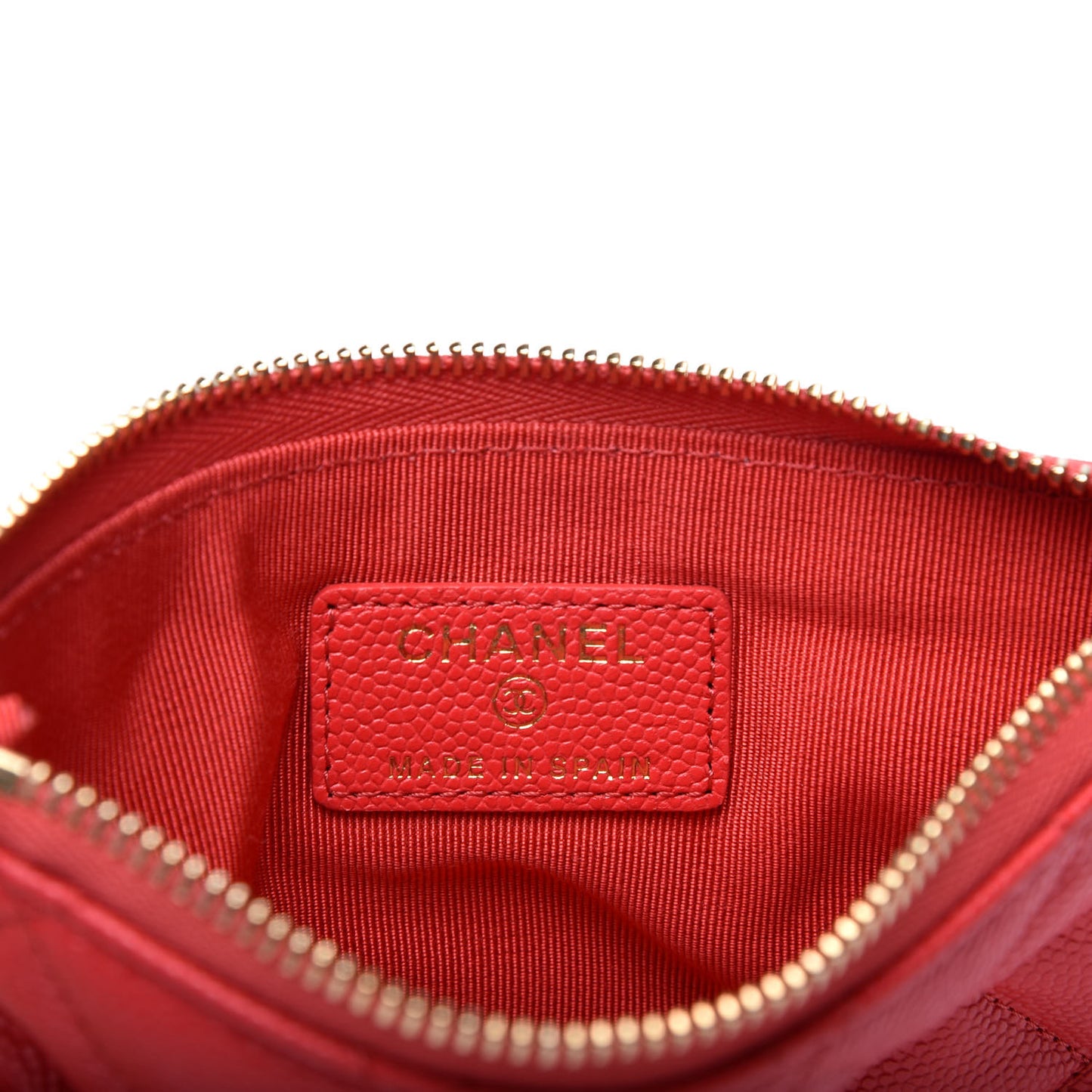 Caviar Quilted Small Cosmetic Case Dark Pink