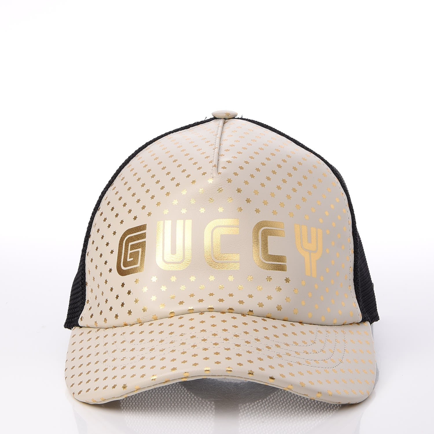 Gucci X SEGA Calfskin GUCCY Stars Baseball Hat S Mystic White Gold 3 of 11