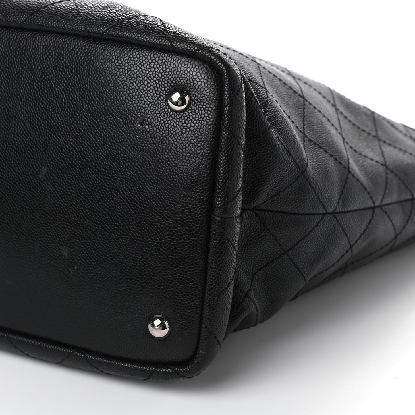 Grained Calfskin Large Shopping Fever Tote Black
