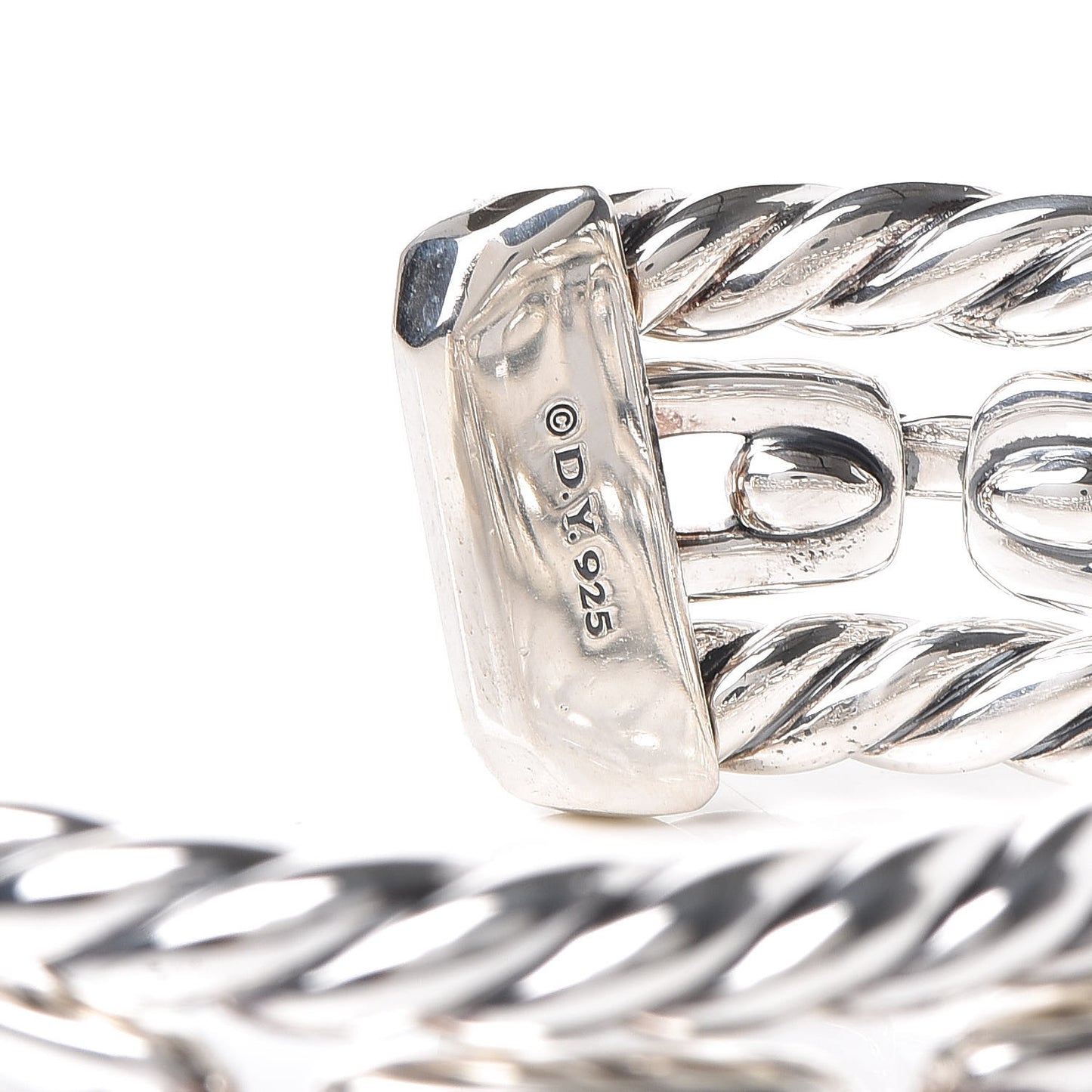 Sterling Silver Diamond Wellesley Link Three-Row Cuff Bracelet